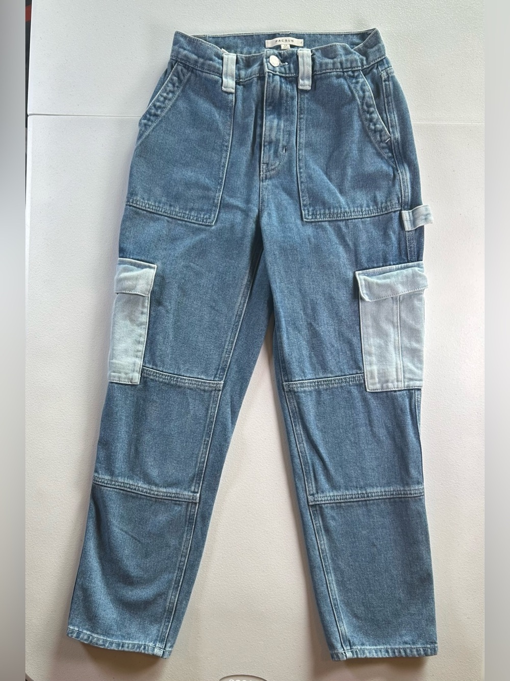 PacSun Two Tone Colorblock Cargo Carpenter Jeans Blue 25